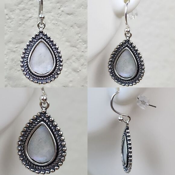 🔥⏭️NWOT Sterling Silver Mother of Pearl Dangling Drop Earrings - Picture 14 of 16